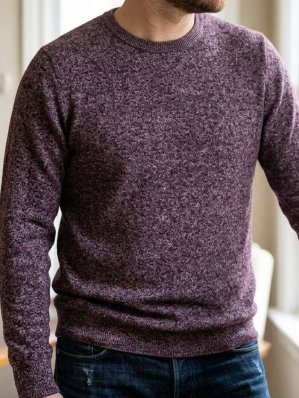 Zara Man Crewneck Long Sleeves Sweater Top Size M Stretchy Lightweight